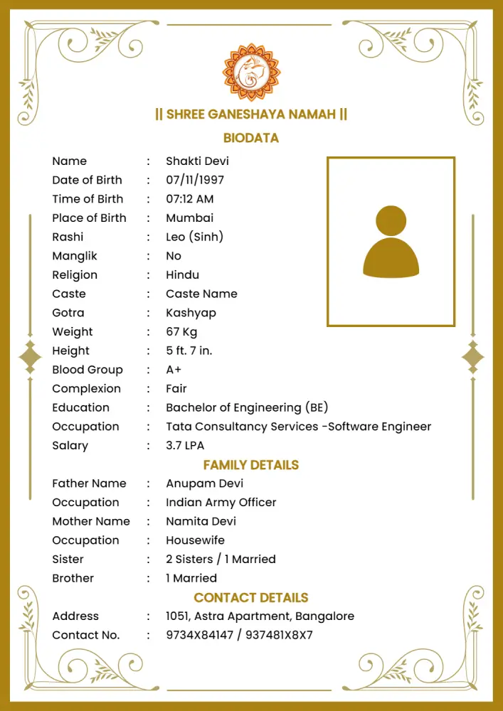 Biodata template 1